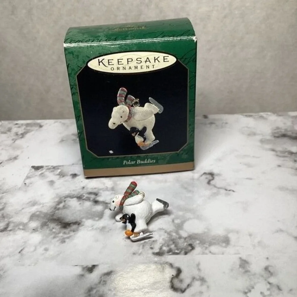 Hallmark Keepsake Miniature Ornament Lot 4pc Victorian Skater Polar Buddies 90s
